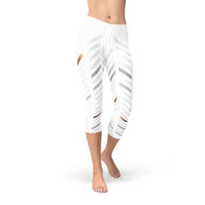 Women's White Stripes Capri Leggings