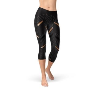 Women's Sports Stripes Black Capri Leggings