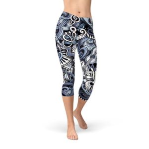 Women's Music Blue Capri Leggings