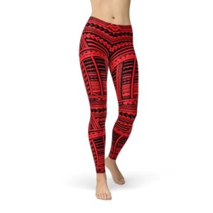 Red Maori Full-Length Leggings