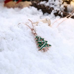 Green Christmas Tree Necklace